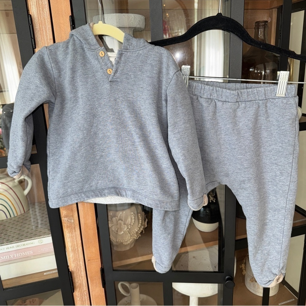 H&M kids hoodie joggers set matching lined sweatshirt neutral unisex pants top